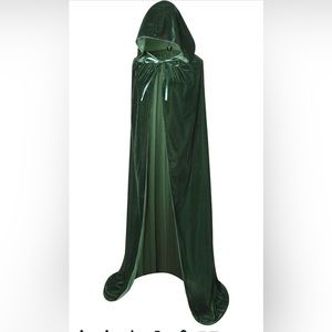 BIGXIAN Long Hooded Cloak Velvet Cape Witch Costume Halloween Costumes